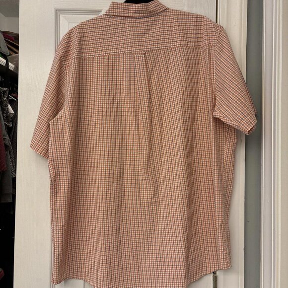 Chaps Men's Big & Tall Size XXL Orange Blue Short Sleeve Button Up Shirt-Q - Picture 7 of 7